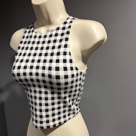 Old Navy Black & White Gingham Crop Tank/Sport bra - Picture 3 of 5